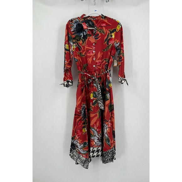 John Mark Dresses & Skirts - John Mark Womens Boho Midi Dress Sz S Handkerchief Hem Eclectic Artsy Maximalist